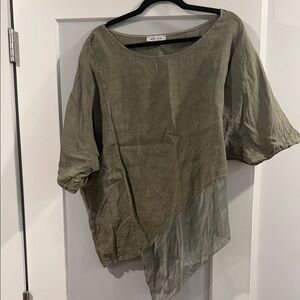 Asymmetrical Olive Green Women's Blouse